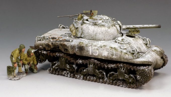 Wounded Sherman with 2 Tanker Figures