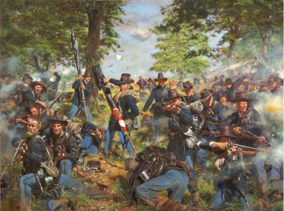 The Black Hats, 19th Indiana Regiment, Iron Brigade at Gettysburg, July 1, 1863 - S/N Print