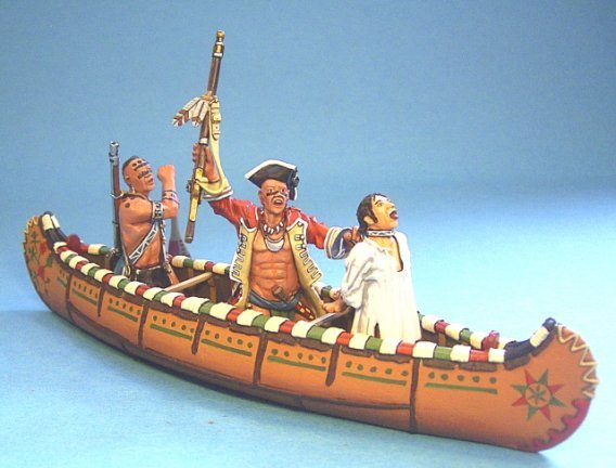 Ojibwa Indians in Canoe with Prisoner