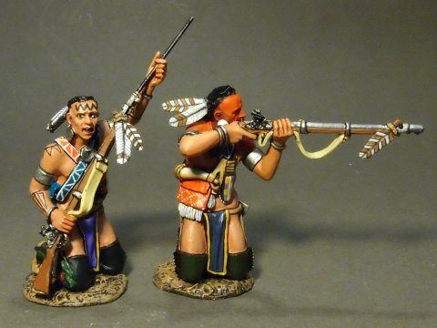 Woodland Indians, 2 Kneeling, Firing and Loading B