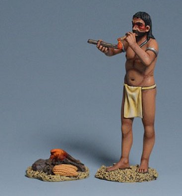 Taino Man Roasting Maize & Smoking Cigars