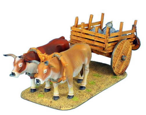 Oxen Pulling Cart with Trebuchet Stones