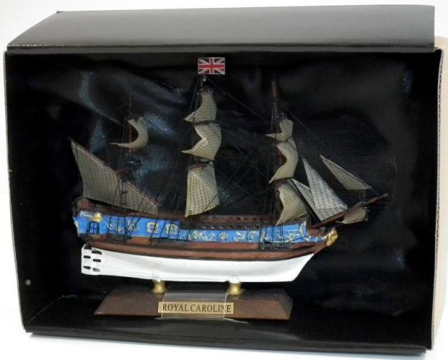 HMY Royal Caroline – Launched in 1750, British King George III used this royal yacht to welcome returning fleets and conduct fleet reviews.Sailing Ship Model