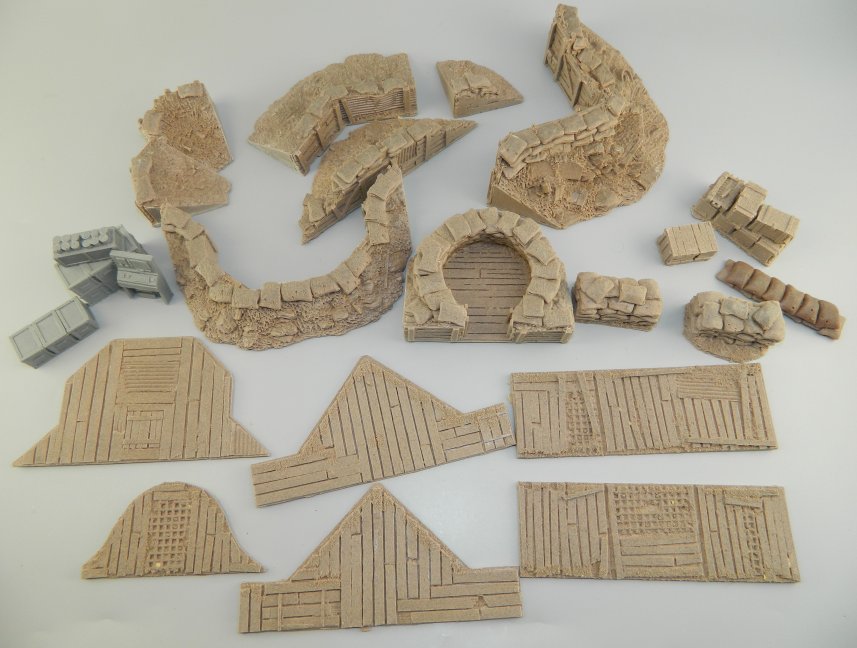 Unpainted Resin Diorama Sandbag Bunkers & Building