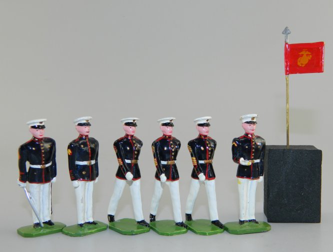 8th & I US Marines - Officer, Guidon & 4 Staff NCOs