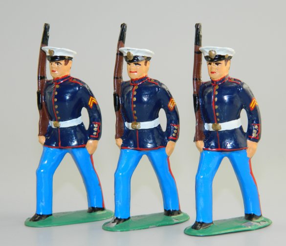 US Marines in Dress Blues w/Rifles Marching