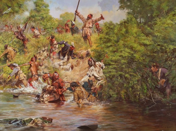 "Ensign Downing's Escape" Battle of Wyoming, July 3, 1778 - Artist Proof