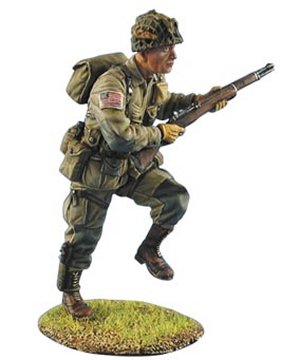 US Airborne Paratrooper Running with M1 Garand