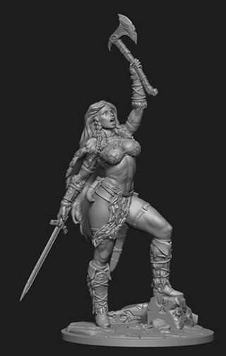 75mm Fantasy "Female Barbarian" Resin Kit