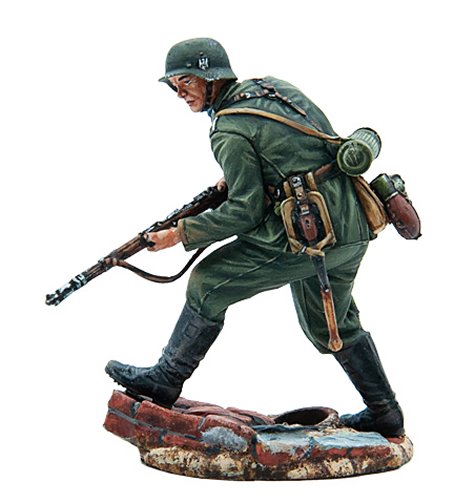 German Soldier Cautiously Advancing with K98