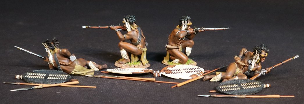 Zulu Warriors with Muskets, inGobamakhosi Regiment