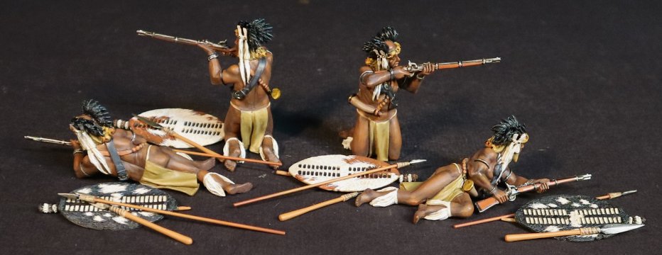 Zulu Warriors with Muskets, inGobamakhosi Regiment