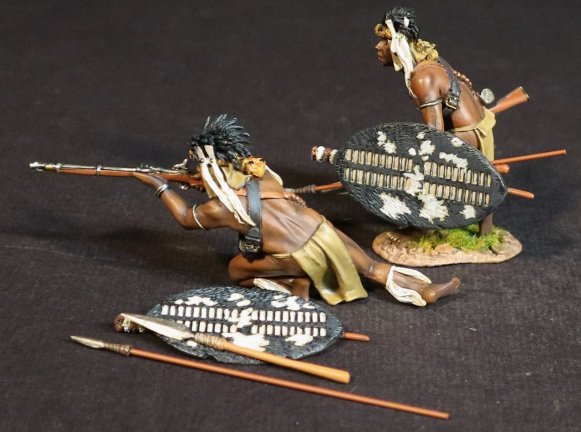 Zulu Warriors with Muskets, inGobamakhosi Regiment
