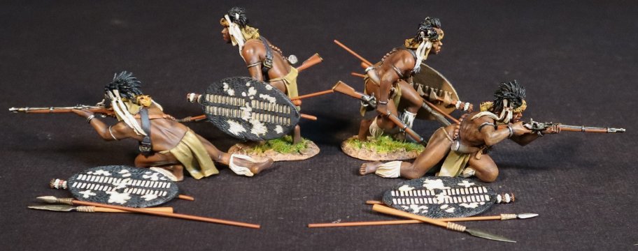 Zulu Warriors with Muskets, inGobamakhosi Regiment