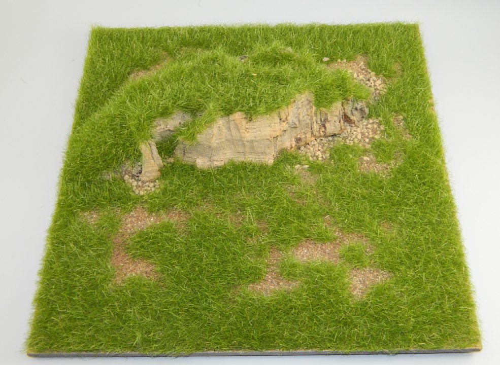 12" x 12" Grass Field with Rock Outcropping Scenic Base