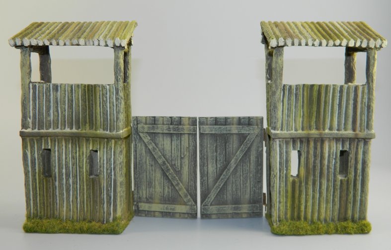 American Log Fort Gates with Watch Tower