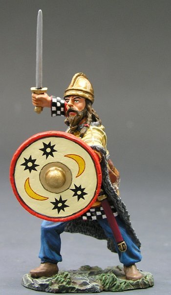 Running Warrior with Shield and Sword