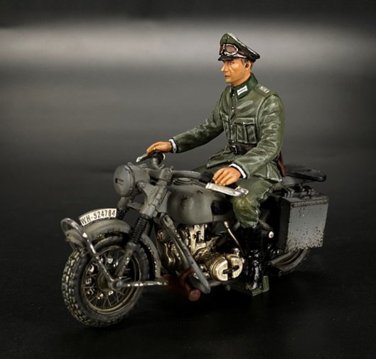 Wehrmacht Officer Riding a Motorcycle