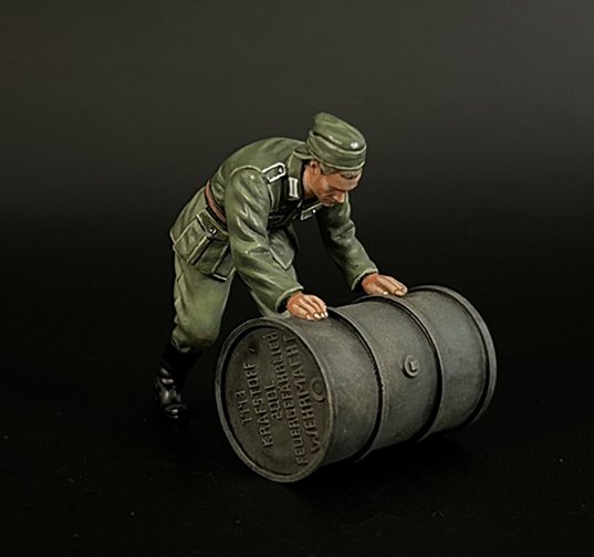 Wehrmacht Soldier Pushing Oil Drum