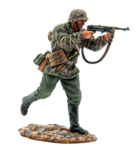 German Waffen SS Pz Grenadier Advancing Firing MP40