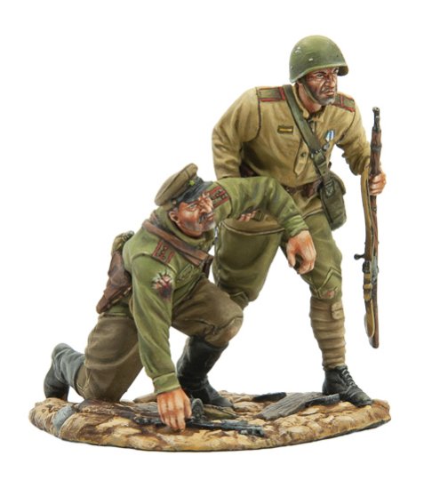Russian Soldier Helping Wounded Captain