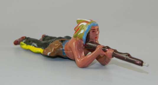 Indian Brave Lying Firing Rifle