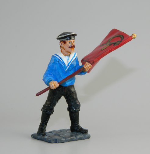 Russian Sailor with Hammer & Sickle Flag