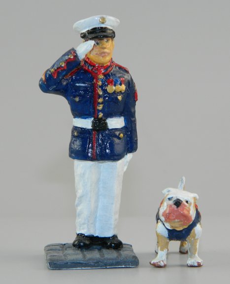 USMC Sergeant with Bulldog Mascot