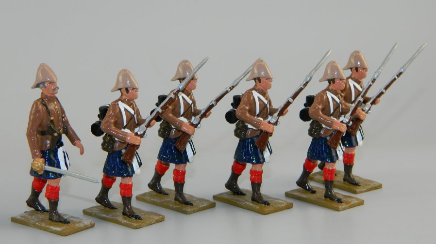 Blackwatch Highlanders in Khaki Advancing