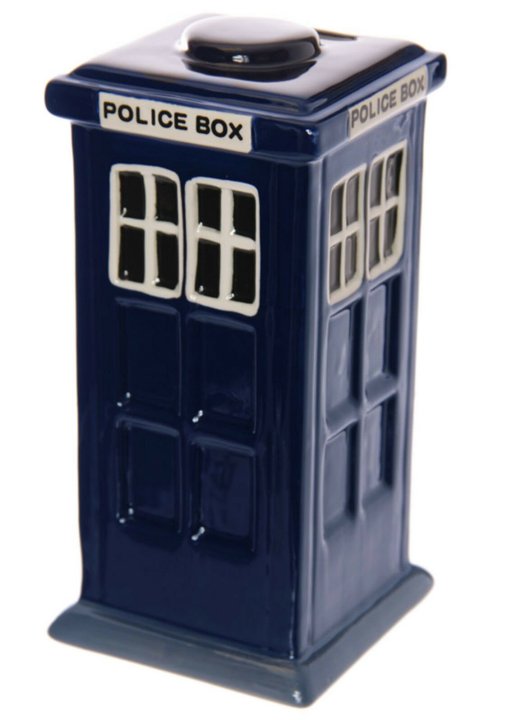 Ceramic London Police Box Coin Bank