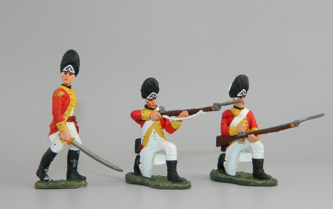 British Soldiers - Officer Advancing, Kneeling Firing & Loading