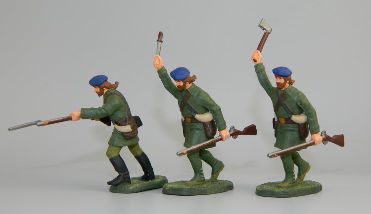 Roger's Rangers - Two Running with Muskets & One Running Thrusting Bayonet