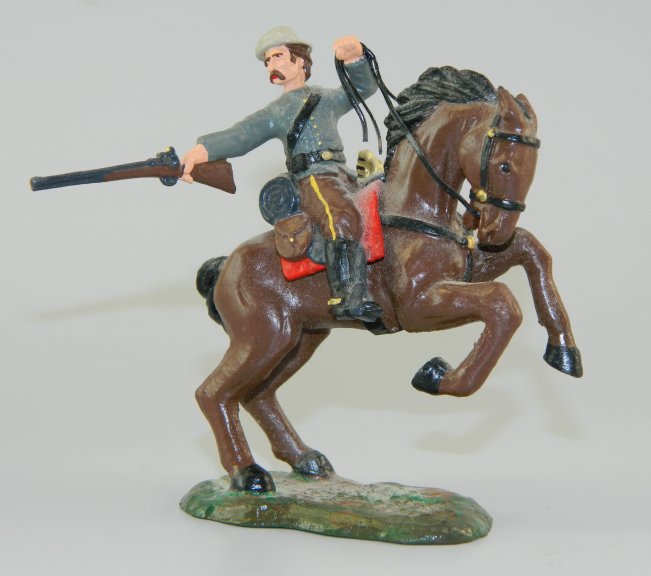 Mounted Confederate Soldier on Rearing Horse with Rifle