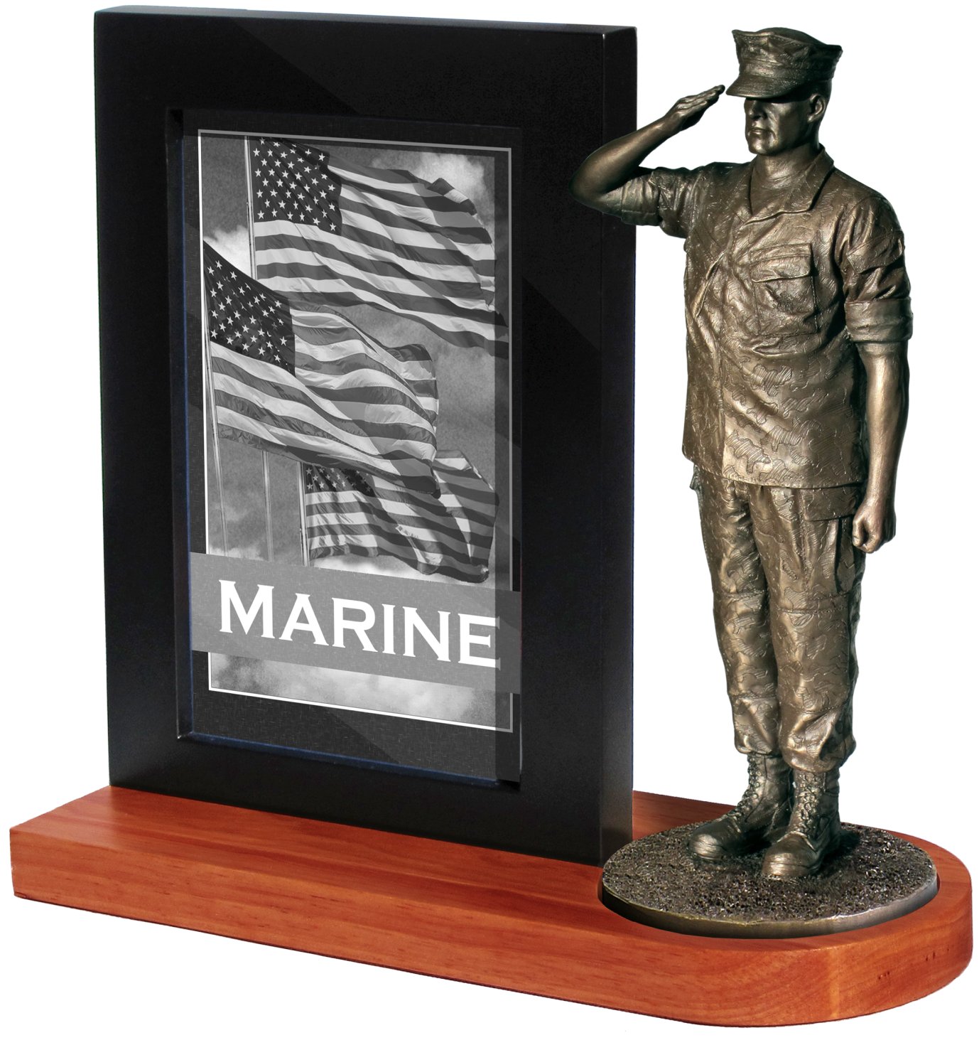 Marine Salute with Photo frame and Wood base