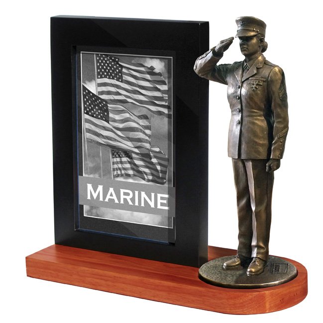 Marine Female Photo Frame and Black Wood base