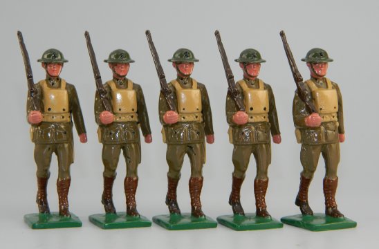WWI Marines - 5 Marines Marching at Right Shoulder Arms