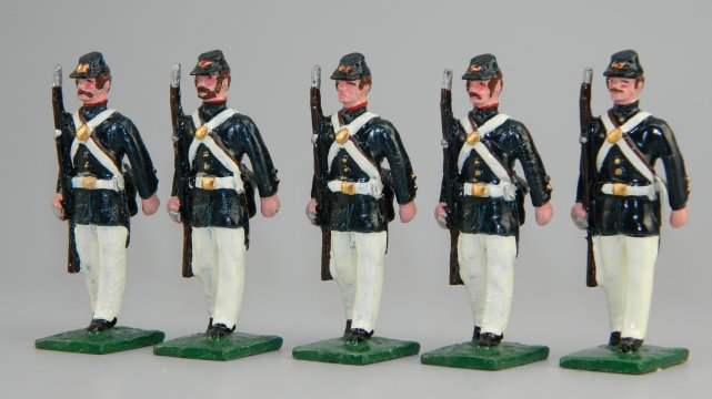 US Civil War Marines in Field Service Uniforms - 5 Marines at Carry Arms