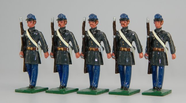 CSA Marines in Field Service Uniform - Sgt. & 4 Marines at Carry Arms