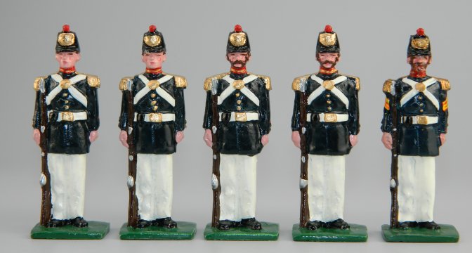 US Civil War Marines in Summer Dress Uniforms - Sgt. & 4 Marines at Attention