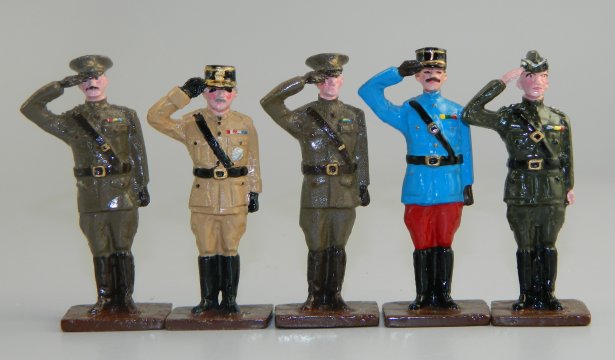 General John Lejeune, 2 US Generals & 2 French Generals Saluting - WWI