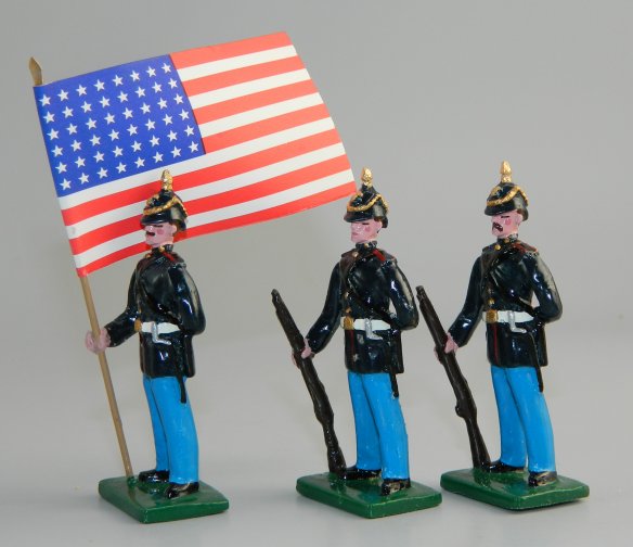 Spanish American War Marines - Blue Helmets & Blue Trousers - Color Party