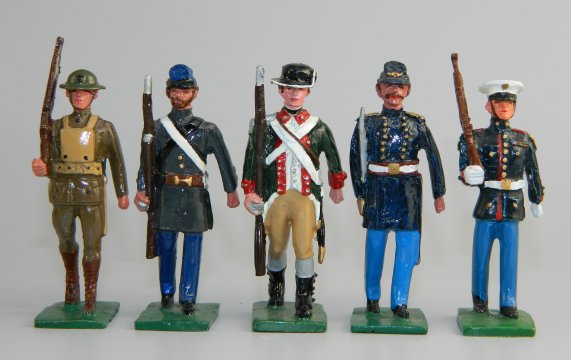 5 U.S. Marines – Continental, Civil War US and CSA Marines, WWI Marching & Modern in Dress Blues