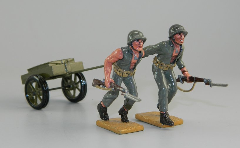 Two-Wheeled Ammo Cart with 2 US Marines