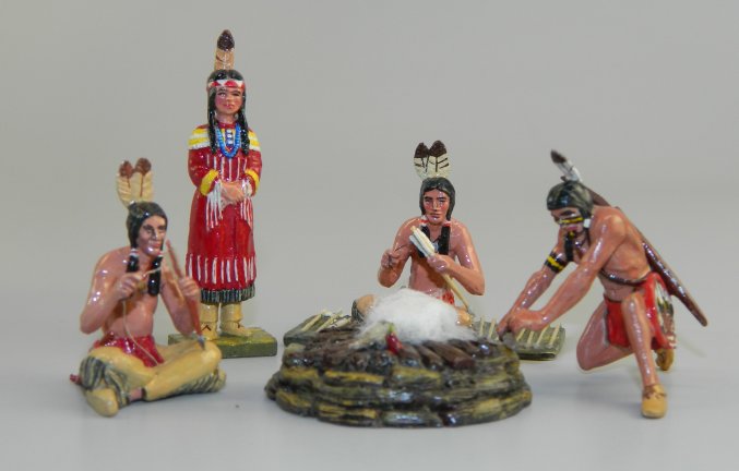 Native American Indians with Camp Fire in