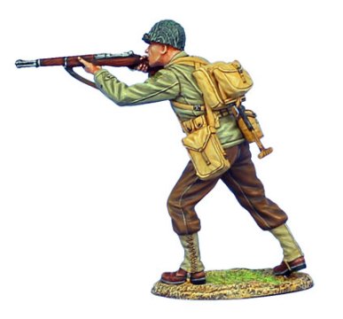 US 4th ID Private Standing Firing M1 Garand