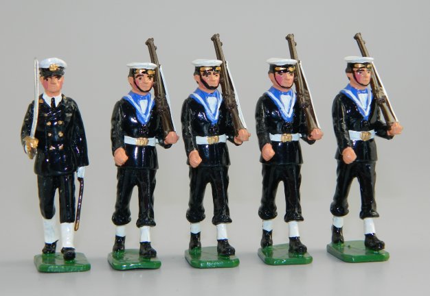 Naval Officer and Four Marching