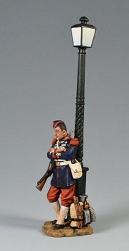 French Soldier Standing by Lamppost