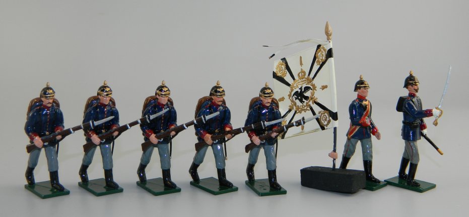 WWI Imperial German Army Marching with Flagbearer