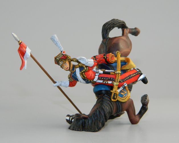 Dutch Red Lancers Trooper on Collapsing Horse