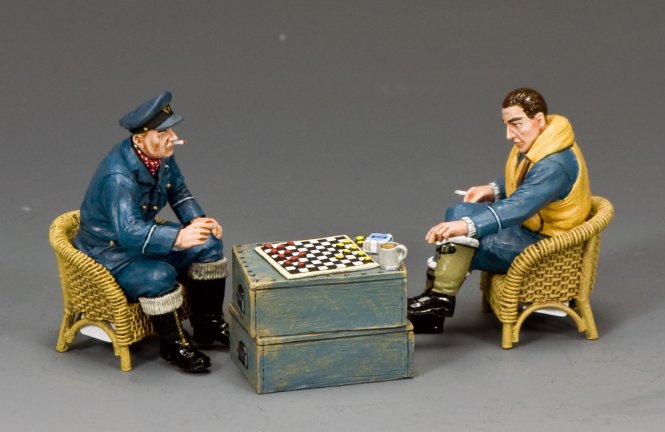 Two RAF Pilots Playing Drafts / Checkers